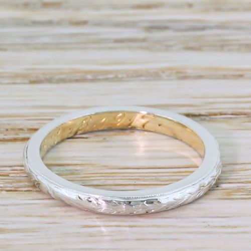 Art Deco Etched Wedding Band Ring, Dated 1917