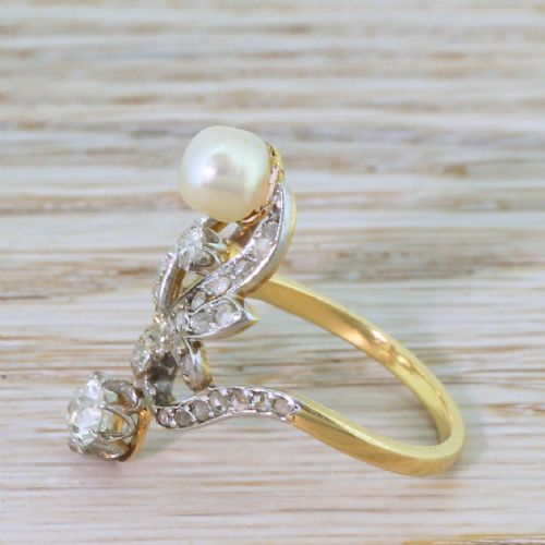 fig 2. Art Nouveau Natural Pearl & Old Cut Diamond Ring, circa 1900