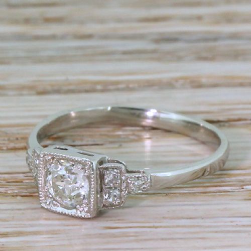 Art Deco 0.52 Carat Old Cut Diamond Engagement Ring, Circa 1925