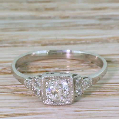 fig 1. Art Deco 0.52 Carat Old Cut Diamond Engagement Ring, circa 1925