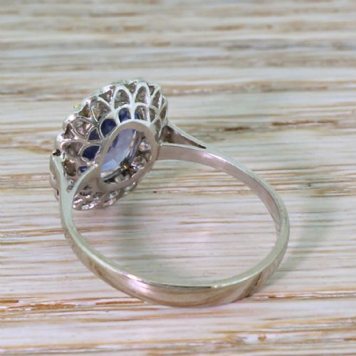 fig 3. Art Deco 3.56 Carat Natural Sapphire & Diamond Cluster Ring, circa 1940