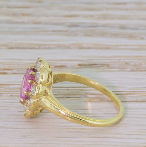 fig 2. Edwardian 0.90 Carat Pink Sapphire & Old Cut Diamond Cluster Ring, circa 1905