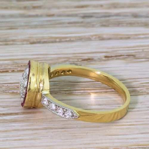 fig 2. Art Deco Old Cut Diamond & Calibré Cut Ruby Target Cluster Ring, circa 1925