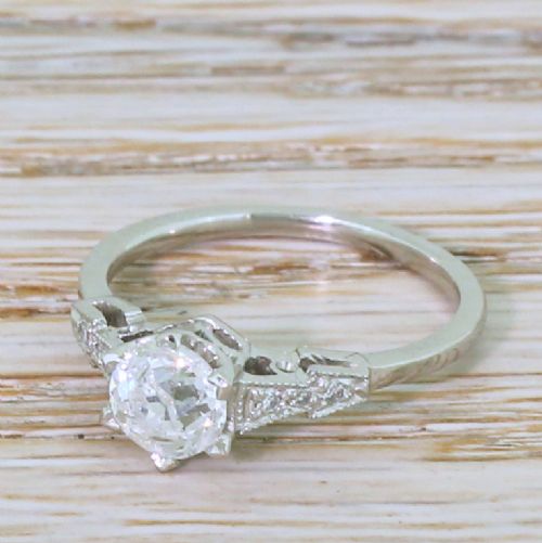 Art Deco 0.90 Carat Old Cut Diamond Engagement Ring, Circa 1920