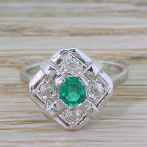 fig 1. Art Deco 0.41 Carat Emerald & 0.42 Carat Diamond Ring, circa 1935