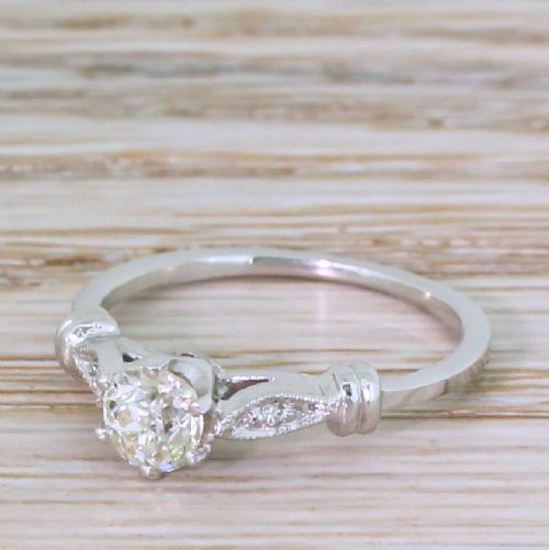 Art Deco 0.49 Carat Old Cut Diamond Engagement Ring, Circa 1940