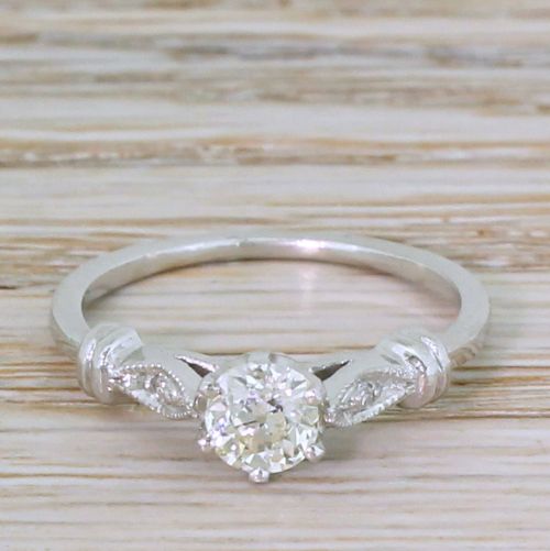 fig 1. Art Deco 0.49 Carat Old Cut Diamond Engagement Ring, circa 1940
