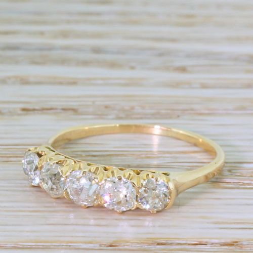 Edwardian 1.41 Carat Old Cut Diamond Five Stone Ring, Circa 1905