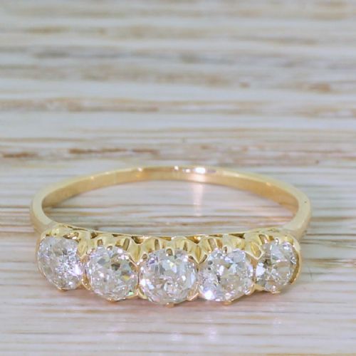 fig 1. Edwardian 1.41 Carat Old Cut Diamond Five Stone Ring, circa 1905