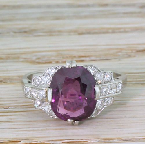 fig 1. Art Deco 3.00 Carat Purple Sapphire & Diamond Ring, circa 1930