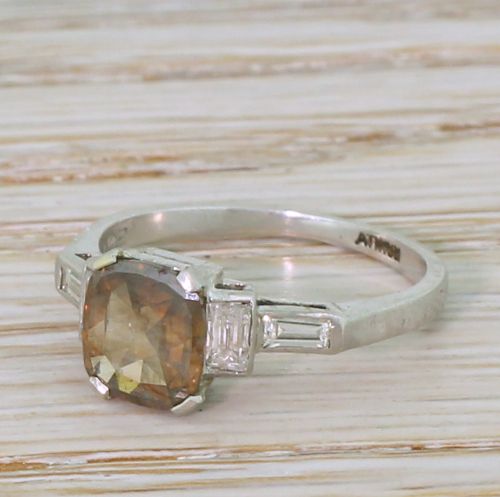 Art Deco 1.02 Carat Fancy Brown Rose Cut Diamond Engagement Ring, Circa 1920