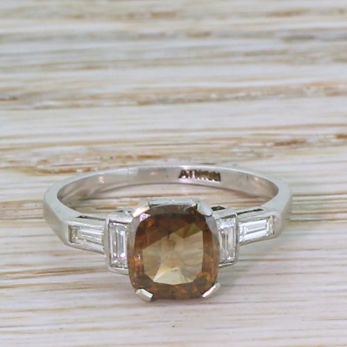 fig 1. Art Deco 1.02 Carat Fancy Brown Rose Cut Diamond Engagement Ring, circa 1920