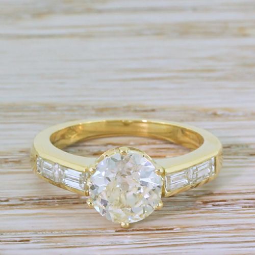 fig 1. Mid Century 2.01 Carat Old Cut Diamond Engagement Ring, circa 1950