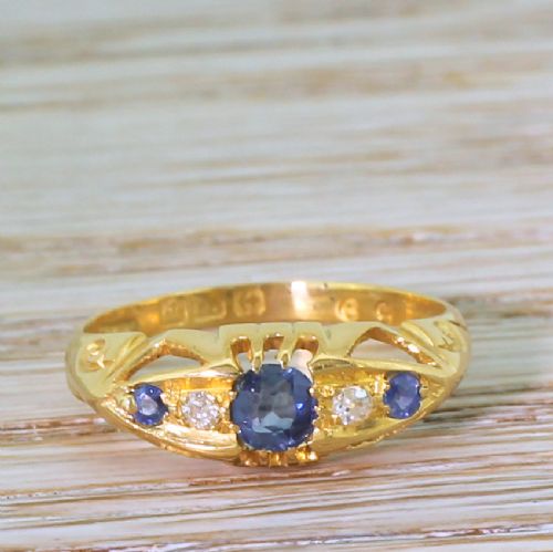 fig 1. Edwardian Sapphire & Diamond Five Stone Ring, circa 1910