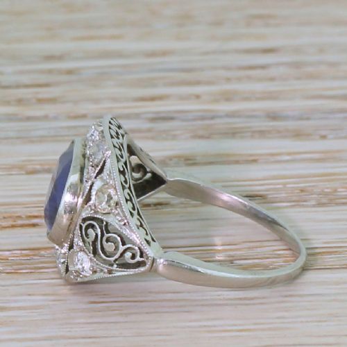 fig 2. Art Deco 2.95 Carat Natural Ceylon Sapphire Ring, circa 1940