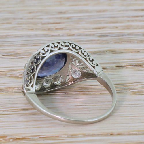 fig 3. Art Deco 2.95 Carat Natural Ceylon Sapphire Ring, circa 1940