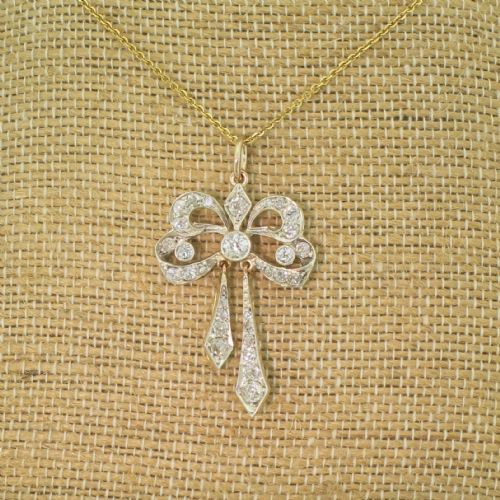 fig 2. Victorian 1.43 Carat Old Cut Diamond “Bow” Pendant, Circa 1880