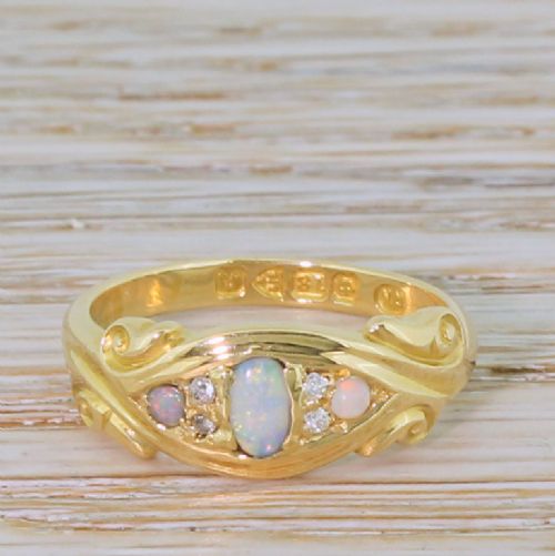 fig 1. Art Nouveau Opal & Diamond Ring, dated 1901