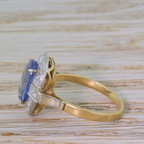 fig 2. Art Deco 2.50 Carat Natural Ceylon Sapphire & Rose Cut Diamond Ring, circa 1930