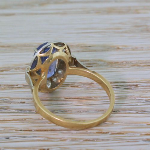 fig 3. Art Deco 2.50 Carat Natural Ceylon Sapphire & Rose Cut Diamond Ring, circa 1930