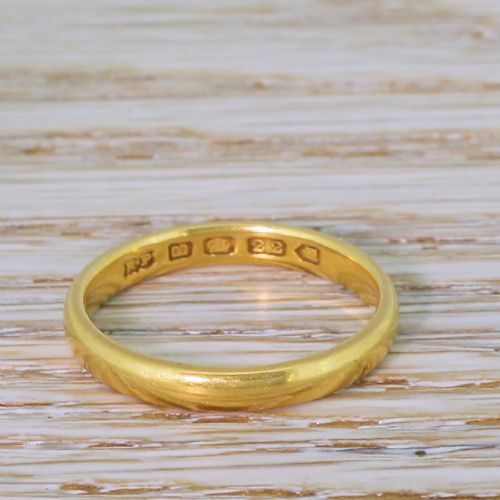Art Deco 22k Yellow Gold Wedding Band Ring, Dated 1937