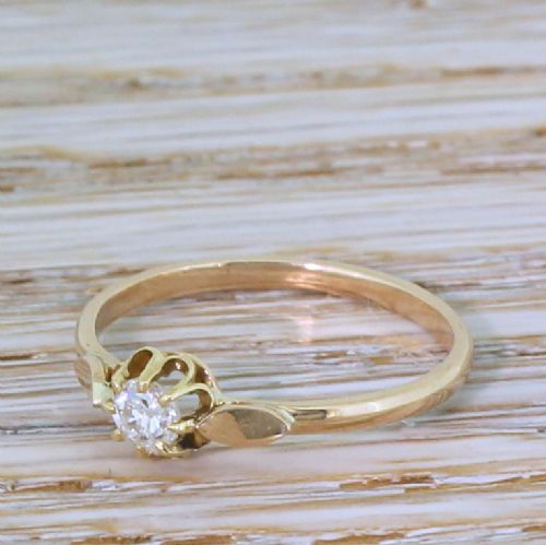 Victorian 0.22 Carat Old Cut Diamond Engagement Ring, Circa 1900