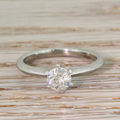 fig 1. 0.58 Carat Old Cut Diamond Engagement Ring, Platinum