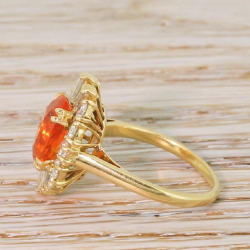 fig 2. Mid Century 1.45 Carat Fire Opal & Diamond Ring, circa 1955