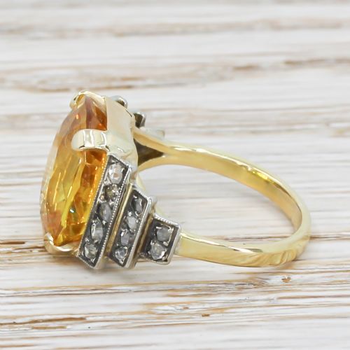 fig 2. Art Deco 9.76 Carat Yellow Sapphire & Diamond Ring, circa 1935