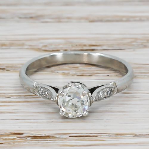 fig 1. Art Deco 0.70 Carat Old Cut Diamond Engagement Ring, circa 1920