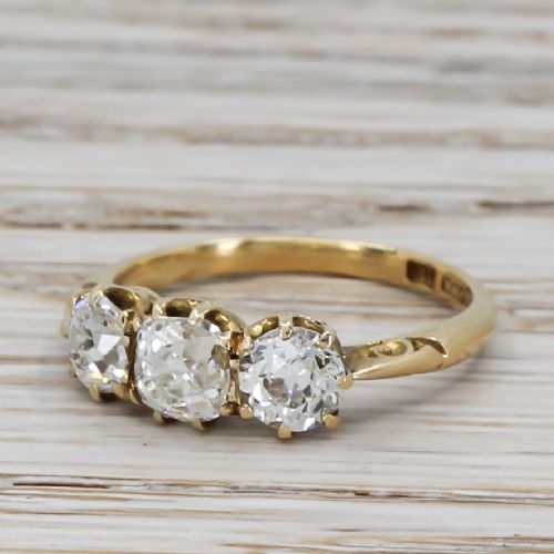 Victorian 2.00 Carat Old Cut Diamond Trilogy Ring, Circa 1900