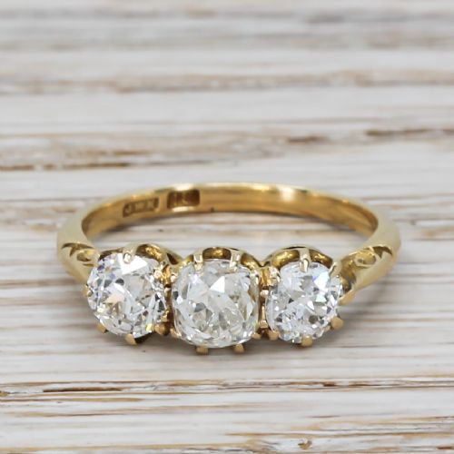fig 1. Victorian 2.00 Carat Old Cut Diamond Trilogy Ring, circa 1900