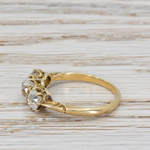 fig 2. Victorian 2.00 Carat Old Cut Diamond Trilogy Ring, circa 1900