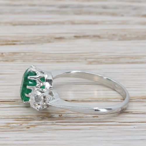 fig 2. Mid Century 1.56 Carat Emerald & 0.78 Carat Diamond Trilogy Ring, circa 1955