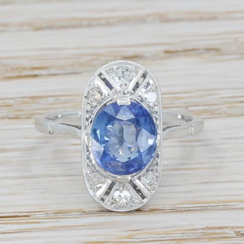 fig 1. Art Deco 2.24 Carat Sapphire Cluster Ring, French, circa 1935