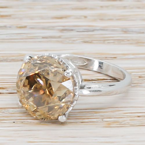 7.21 Carat Natural Fancy Brown Old Cut Diamond Solitaire Ring, Platinum