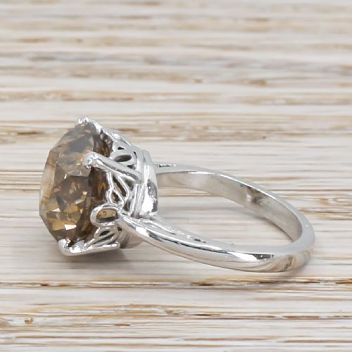 fig 2. 7.21 Carat Natural Fancy Brown Old Cut Diamond Solitaire Ring, Platinum