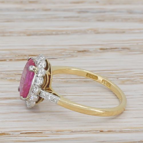 fig 2. Art Deco 1.21 Carat Natural Burmese Ruby & Diamond Cluster Ring, circa 1940