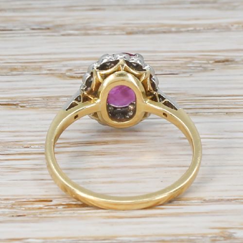 fig 3. Art Deco 1.21 Carat Natural Burmese Ruby & Diamond Cluster Ring, circa 1940
