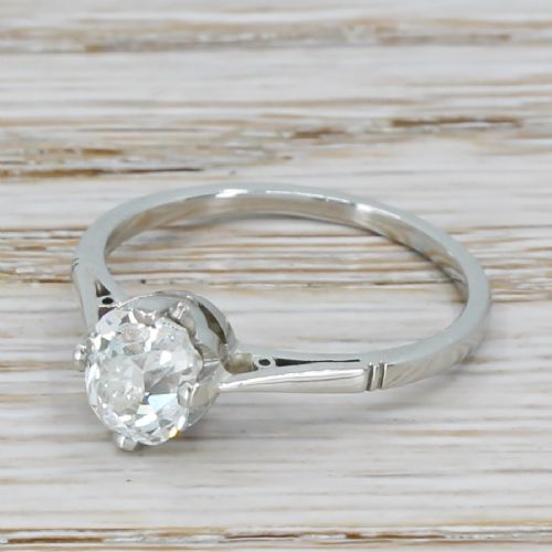 Art Deco 1.38 Carat Old Cut Diamond Engagement Ring, Circa 1925