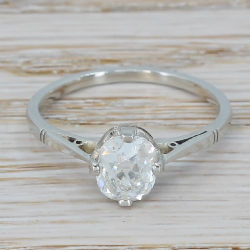 fig 1. Art Deco 1.38 Carat Old Cut Diamond Engagement Ring, circa 1925