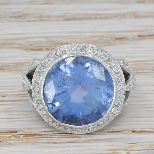 fig 1. Retro 15.02 Carat Natural Ceylon Sapphire Ring, circa 1950