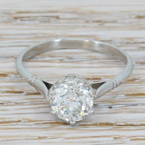 fig 1. Art Deco 1.30 Carat Old Cut Diamond Engagement Ring, circa 1920