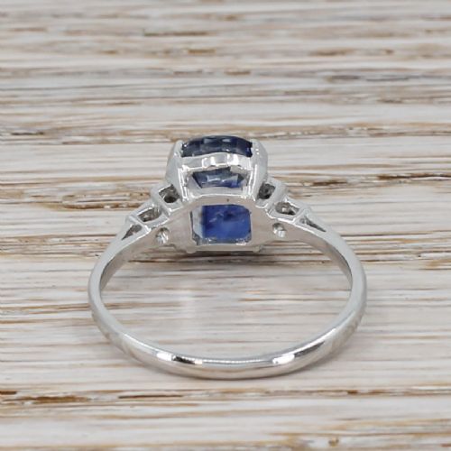 fig 3. Art Deco 3.72 Carat Natural Ceylon Sapphire Solitaire Ring, circa 1940