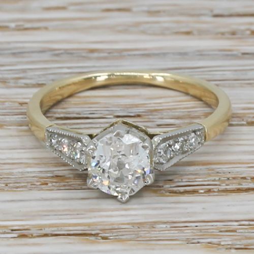 fig 1. Art Deco 0.78 Carat Old Cut Diamond Engagement Ring, circa 1920
