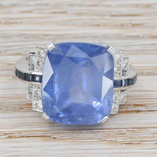 fig 1. Mid Century 14.19 Carat Natural Ceylon Sapphire Ring, circa 1955