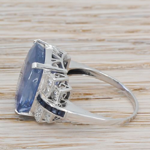 fig 2. Mid Century 14.19 Carat Natural Ceylon Sapphire Ring, circa 1955