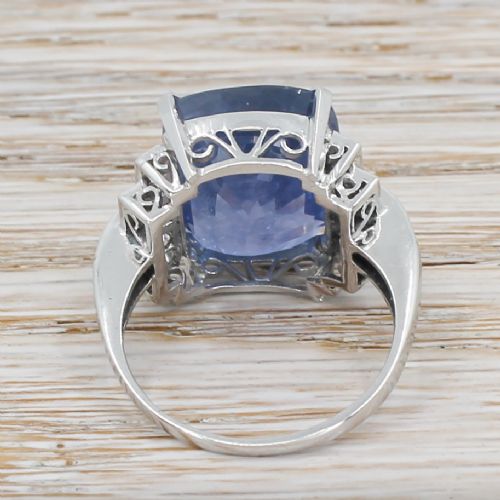 fig 3. Mid Century 14.19 Carat Natural Ceylon Sapphire Ring, circa 1955