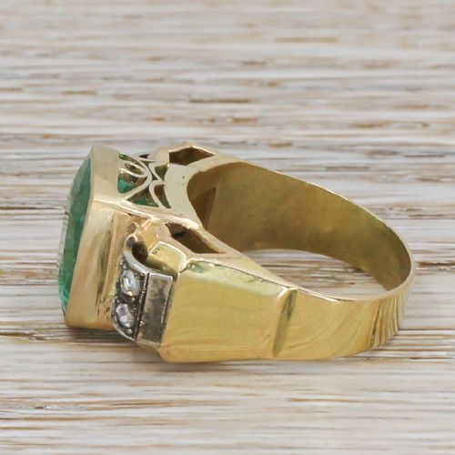fig 2. Mid Century 8.74 Carat Minor Oil Emerald Ring, circa 1960v