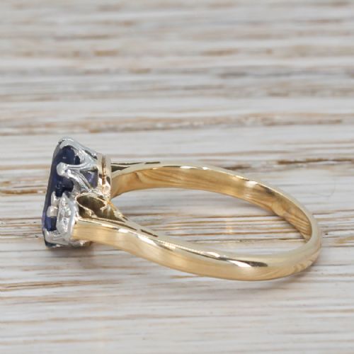 fig 2. Art Deco 1.77 Carat Natural Sapphire & Diamond Ring, circa 1945
